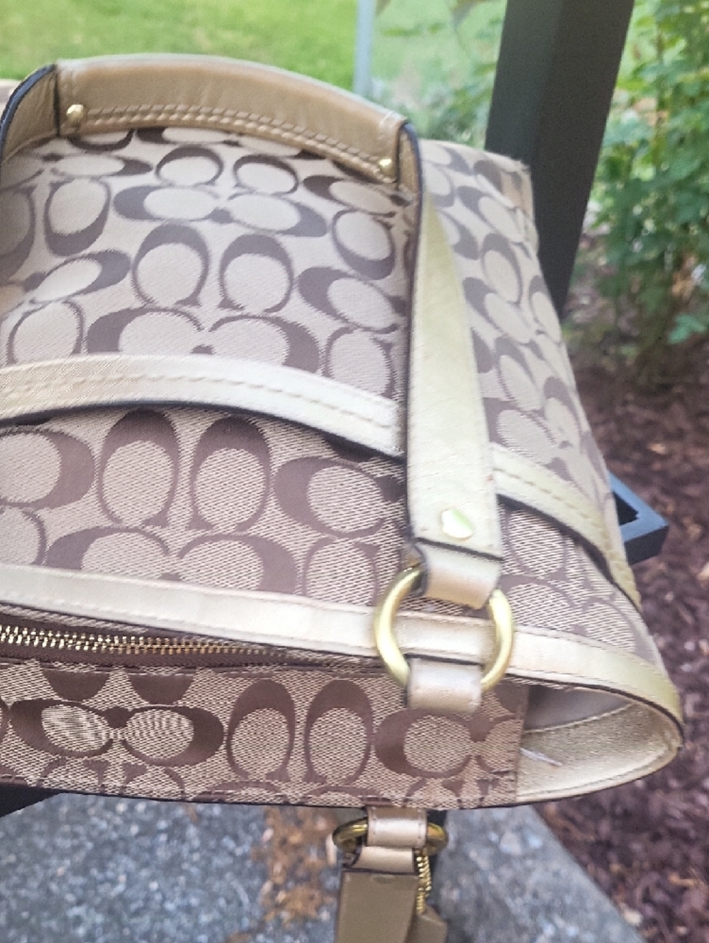 Coach Monogram Tote in Brown and Tan with Gold Hardware - Picture 13 of 13